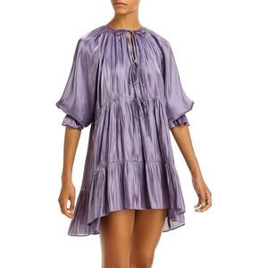 cinq a sept Lavender Satin Tiered Dress